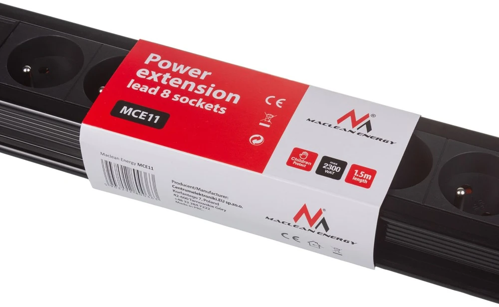 MACLEAN MCE11 Maclean MCE11 Power Strip 8 lizdas su jungikliu