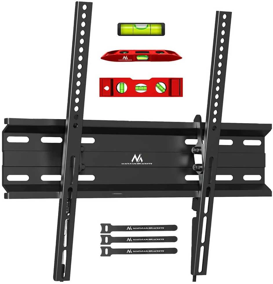 Maclean MC-748A televizorius arba monitorius laikiklis, televizoriaus sieninis laikiklis, rankena, max VESA 400x400, 32-70", 45kg, Juodas