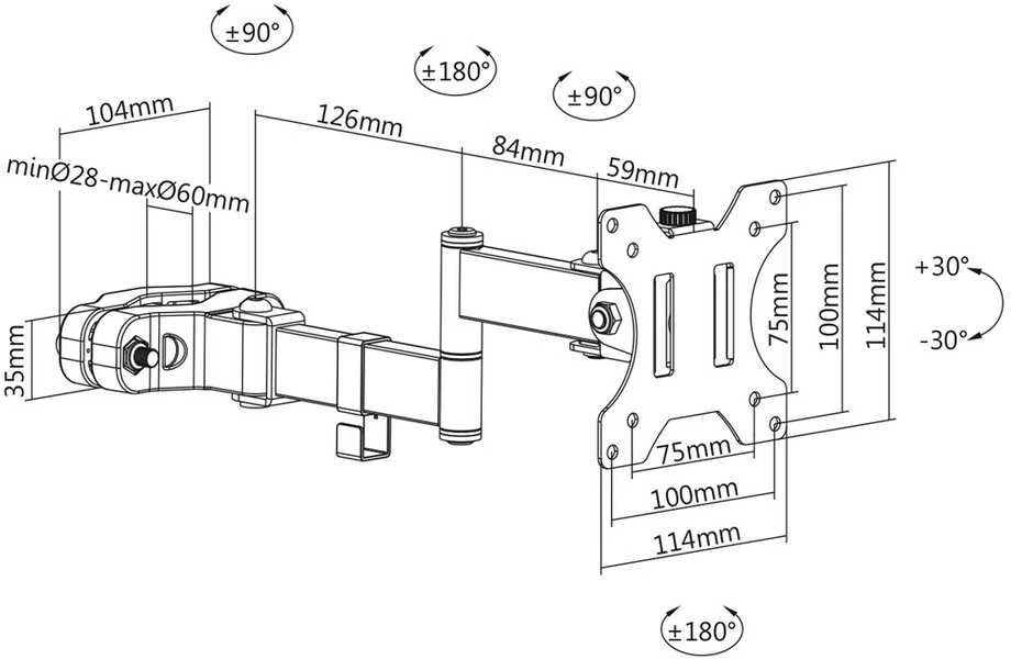 Maclean LCD monitoriaus stalo laikiklis, VESA 75x75 ir 100x100, 17-32" 9kg, MC-751N