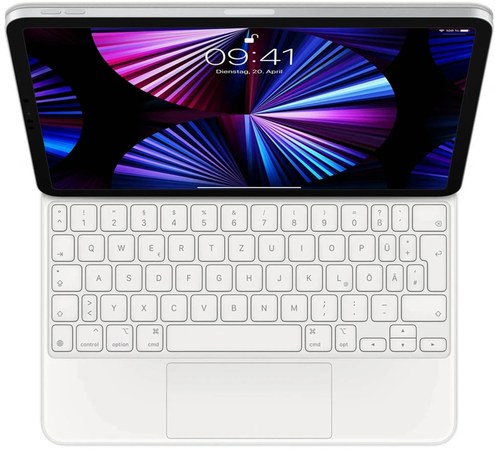 Apple Magic Keyboard, skirtas iPad Air 11 colių (2026) M4 / (2025) M3 / (2024) M2 / Air 5 (2022) / Air 4 (2020) / Pro 11 (2018/2020/2021/2022) – QWERTZ / DE – Balta