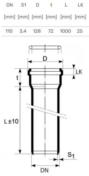 Magnaplast Vidaus kanalizacijos vamzdis Ultra dB, Ø 110 mm, 1 m