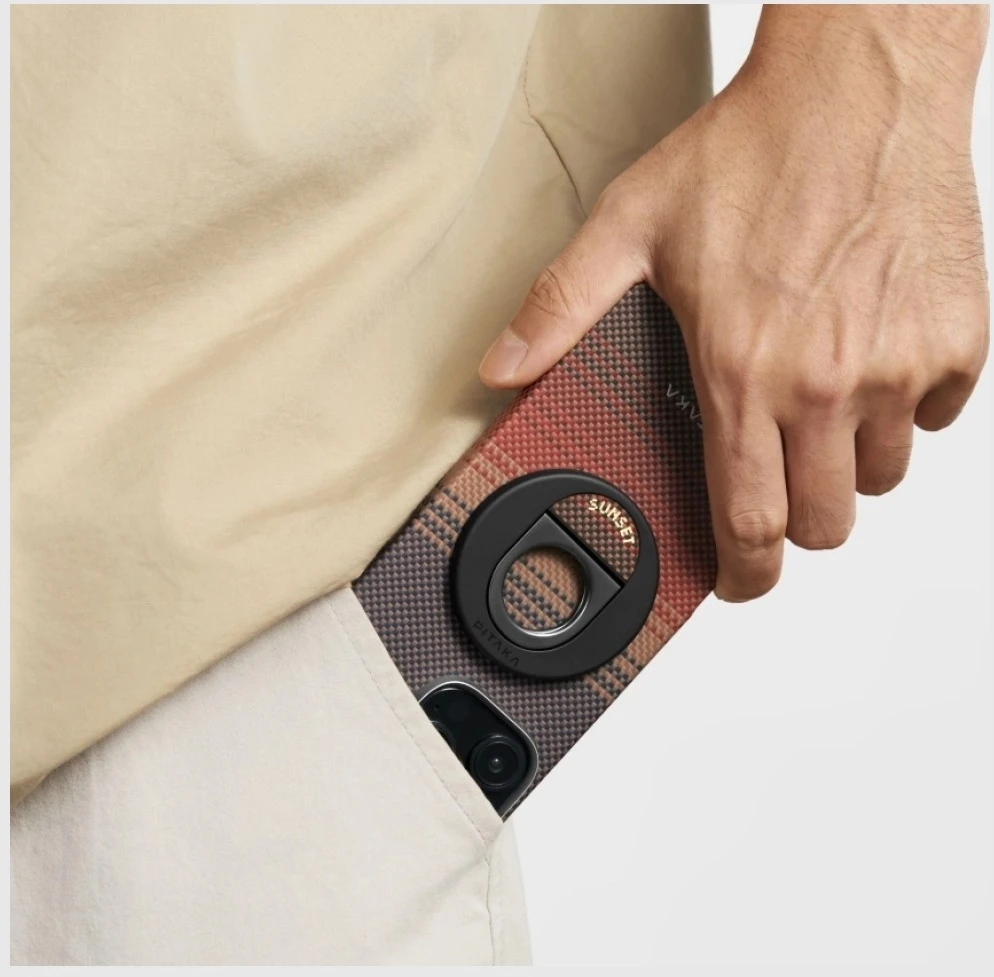 Magnetic holder PITAKA MagEZ Grip 3 MagSafe California Dream skirtas phone sunset juodos spalvos