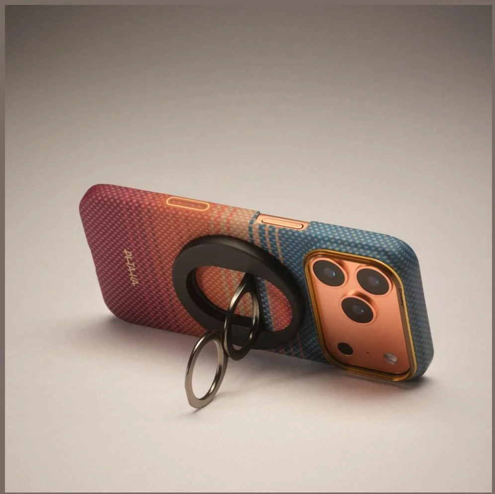 Magnetic holder PITAKA MagEZ Grip 3 MagSafe California Dream skirtas phone sunset juodos spalvos