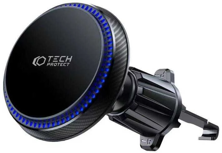 Magnetic MagSafe Automobilinis laikiklis Wireless Charging 15W for Vent Car Tech-Protect mm15W-V4 juodos spalvos