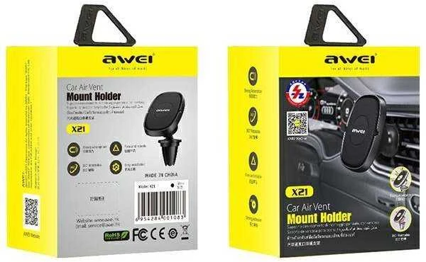 AWEI magnetic car holder X21 for air vent juodas