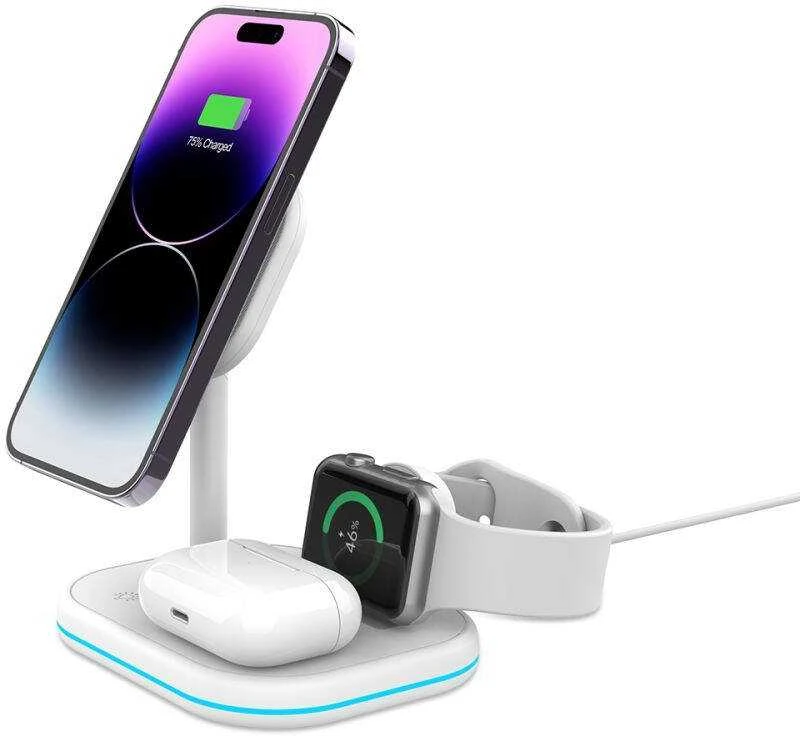 Magnetinis belaidis įkroviklis MagSafe 15W 3in1 Tech-Protect QI15W-A27 baltos spalvos