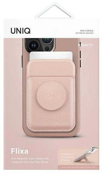 Dėklas UNIQ Flixa Magnetic Card Wallet with Stand Rožinė/Blush Rožinė MagSafe
