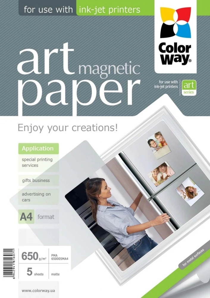 Magnetinis fotopopierius ColorWay, A4, 650g, matinis, PMA650005MA4, 5 lapai