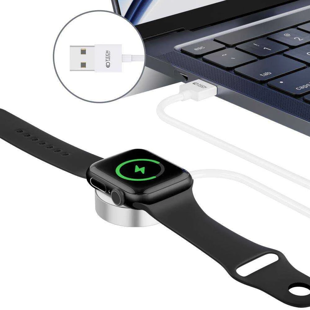 Magnetinis įkrovimo kabelis USB Apple Watch 1.2m Tech-Protect Ultraboost baltos spalvos