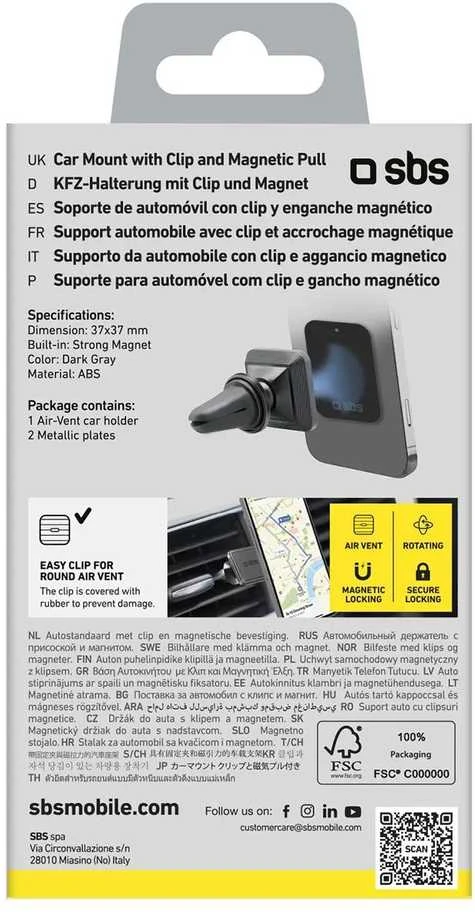 Magnetinis išmaniojo telefono laikiklis SBS TESUPMAGLCLIP - juodas