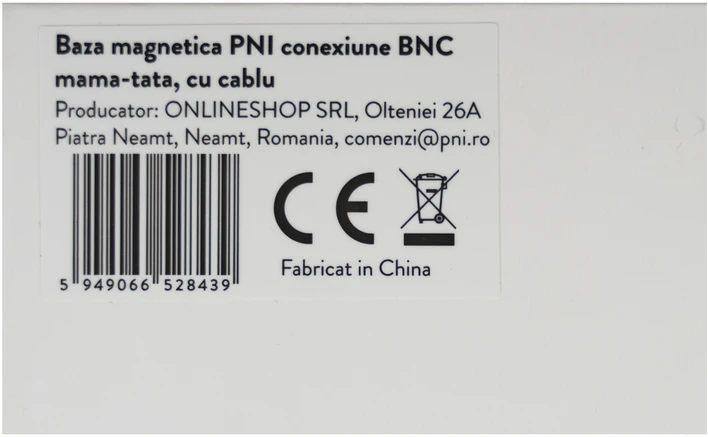 Magnetinis pagrindas PNI su BNC jungtimi (kištukas-lizdas), 55 mm, laidas 3 metrai