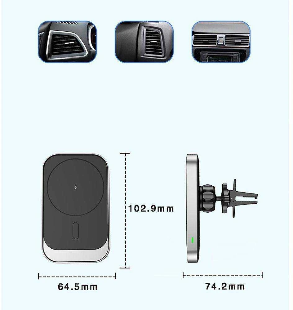 MagSafe Automobilinis laikiklis su 15W belaidžiu įkrovimu for Supply / ventiliacijos grotelėms USB-C Tech-Protect CW19 juodos spalvos