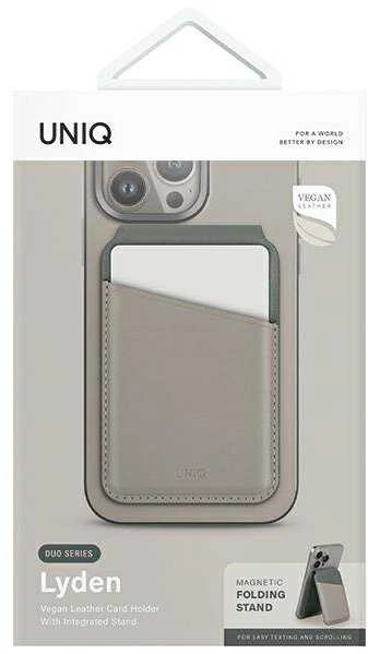 Dėklas UNIQ Lyden DS magnetic wallet RFIDi phone stand beige-žalios spalvos/ivory-lichen žalios spalvos