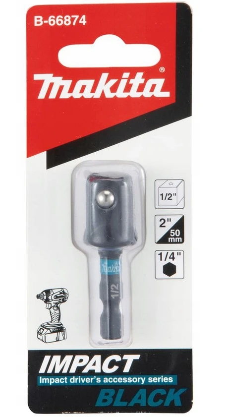 Makita Adapteris 1/4"-1/2" x 50MM smūginiams suktuvams IMPACT Juodas B-66874