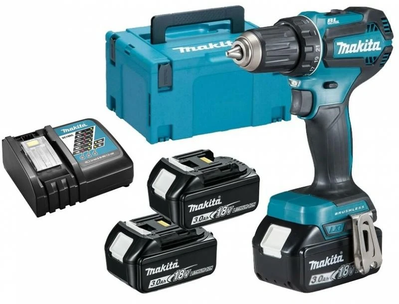 MAKITA.suktuvas-gręžtuvas DDF485RF3J 18V 50Nm 3x3,0Ah MAKPAC