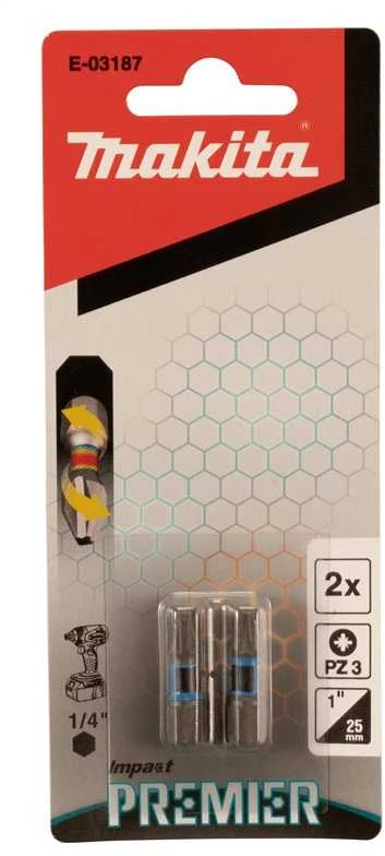 Makita Torsion sukimo antgalis (C-form), PZ3-25mm, 2vnt. Impact Premier E-03187 PZ3 • 25 mm • 1/4" • 2vnt