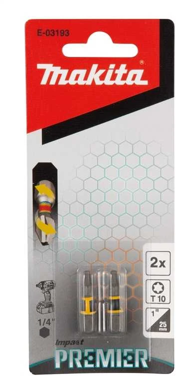 Makita Torsion sukimo antgalis (C-form), T10-25mm, 2vnt. Impact Premier E-03193 T10 • 25 mm • 1/4" • 2vnt