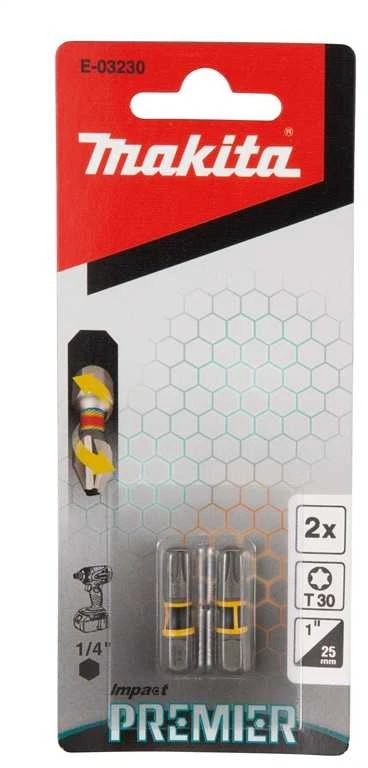 Makita Torsion sukimo antgalis (C-form), T30-25mm, 2vnt. Impact Premier E-03230 T30 • 25 mm • 1/4" • 2 Vnt