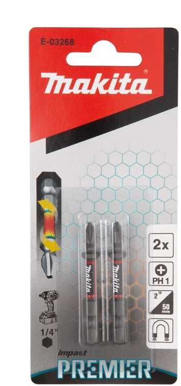Makita Torsion sukimo antgalis (E-form), PH1-50mm, 2vnt. Impact Premier E-03268 PH1 • 50 mm • 1/4" • 2 vnt