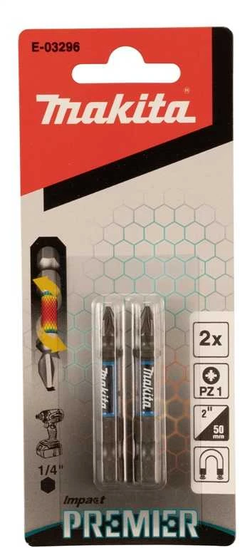 Makita Torsion sukimo antgalis (E-form), PZ1-50mm, 2vnt. Impact Premier E-03296 PZ1 • 50 mm • 1/4" • 2 vnt