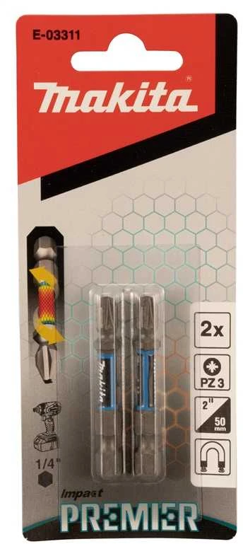 Makita Torsion sukimo antgalis (E-form), PZ3-50mm, 2vnt. Impact Premier E-03311 PZ3 • 50 mm • 1/4" • 2 vnt
