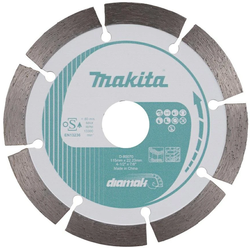 MAKITA DEIMANTINIS DISKAS 115×22,23mm SEGMENTINIS (SAUSAM PJOVIMUI) BETONUI, PLYTOMS, MARMURUI