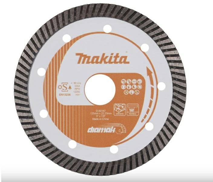 MAKITA DEIMANTINIS DISKAS 125×22,23mm TURBO (SAUSAM PJOVIMUI) BETONUI, PLYTOMS, MARMURUI