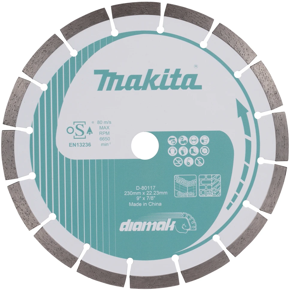 MAKITA DEIMANTINIS DISKAS 230×22,23mm SEGMENTINIS (SAUSAM PJOVIMUI) BETONUI, PLYTOMS, MARMURUI