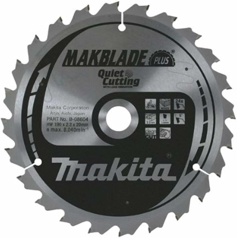 Makita T.C.T. pjūklas 260X2.4X30mm 15° T60 D-46408 T.C.T • 260 x30 mm • T60 • 15° • Medienai
