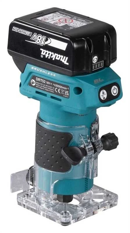 Makita DRT52Z Akumuliatorinis freza 6mm, 30.000 r/min, komplektuojama be akumuliatorių ir kroviklio!