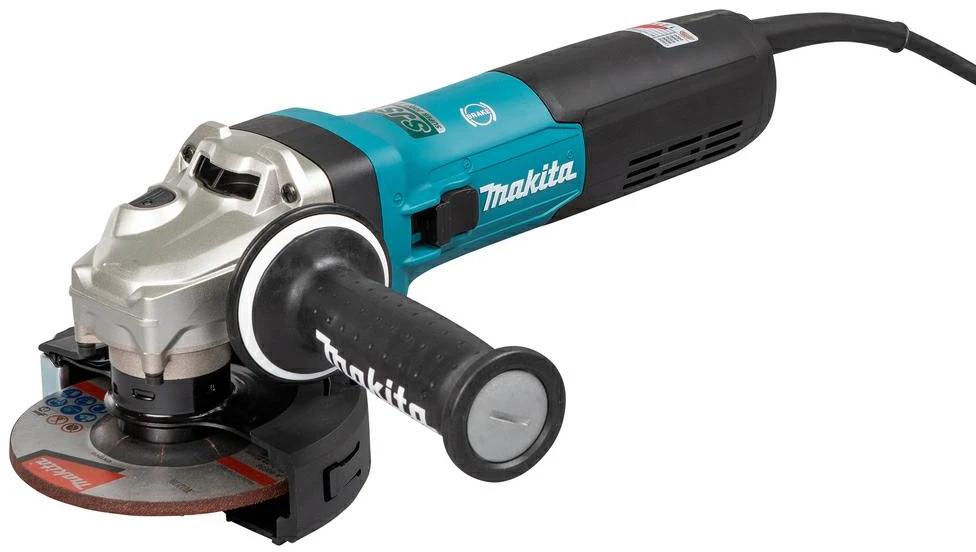 Makita GA5091X01 Kampinis šlifuoklis, 1900 W, 125 mm, SJS², AFT, Mechaninis stabdys, 2800-11500 min-1, antivibracinė šoninė rankena