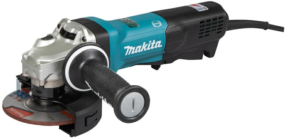 Makita GA5093X01 Kampinis šlifuoklis, 1900 W, 125 mm, SJS², AFT, Mechaninis stabdys, Svirtinis jungiklis, 2800-11500 min-1, antivibracinė šoninė rankena