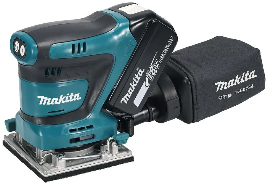 Makita plokštuminis šlifuoklis DBO484Z, 18 V, 112x102mm, be akumuliatoriaus ir kroviklio