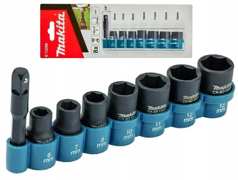 Tiekimas MAKITA IMPACT SOCKET SET 1/4" 8 vnt. 6-13mm