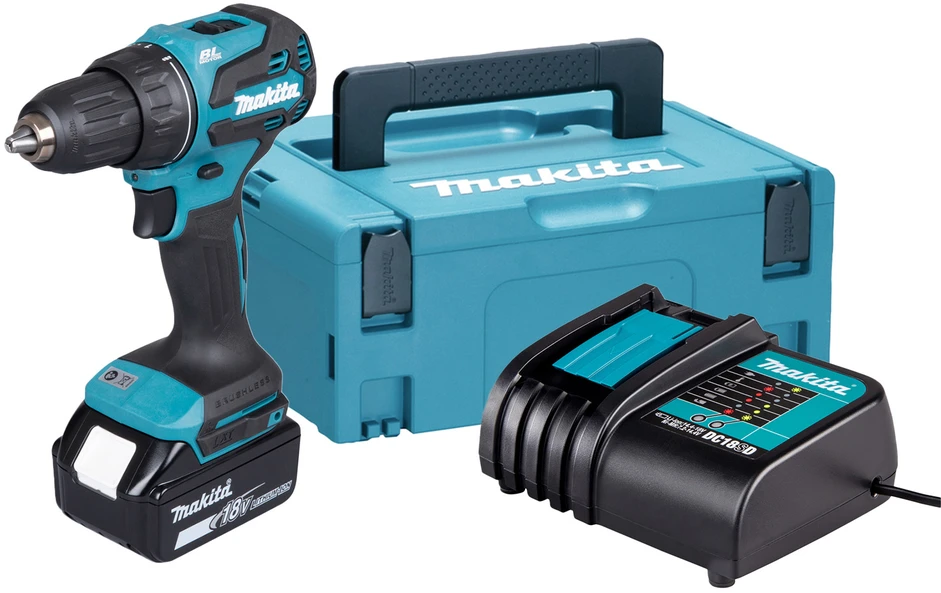 Makita DDF490SF1J suktuvas su lagaminu ir įkrovikliu