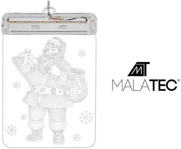 Malatec Šviečiantis vitražas LED 3D Kalėdų Senelis