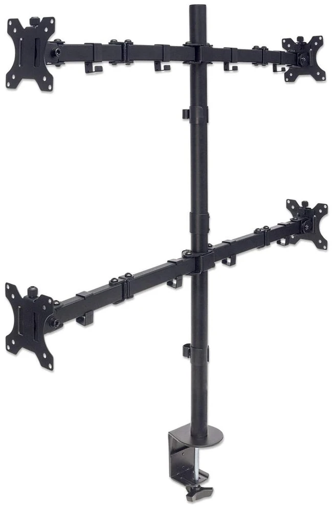 „Intracom MANHATTAN Monitorius“ laikiklis skirtas 4 LCD monitoriams. Laikoma keturi 33–81,3 cm (13–32 colių) monitoriai iki 8kg (juodas).