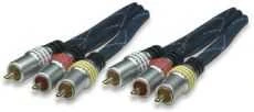 Manhattan HighEnd RCA kabelis, Triple Cinch RCA to Triple Cinch RCA, Mėlyna, 5 ft. (1.50 m), 361163