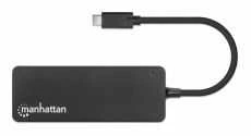 „Manhattan Manhatta“ 4 prievadų USB 3.2 Gen 1 šakotuvas, USB-C nuo 4 USB-A lizdų, 5 Gbps perdavimo sparta, maitinamas autobusu, Juodas, 164924