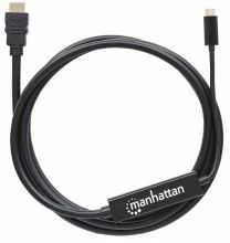 Intracom MANHATTAN USB-C į HDMI Adapteris Cable 2m juodas Konvertuoja DP Alt režimo signalą į HDMI 4K išvestį 2 m 6 pėd.