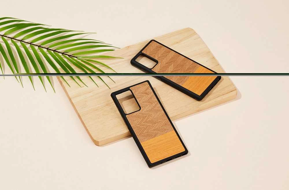 MAN&WOOD dėklas skirtas Galaxy Note 20 Ultra herringbone arancia juodos spalvos