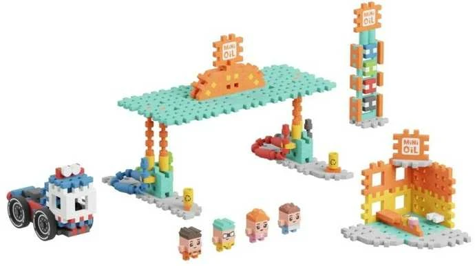 MARIOINEX Mini Waffle City statybiniai kaladėlės degalinė, 148 detalės