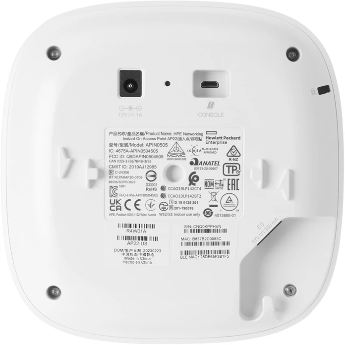 Maršrutizatorius Hewlett Packard (HP) HPE Enterprise Aruba Instant ON AP22 WIFI-6 1,77 Gbps su 12 V maitinimo šaltiniu