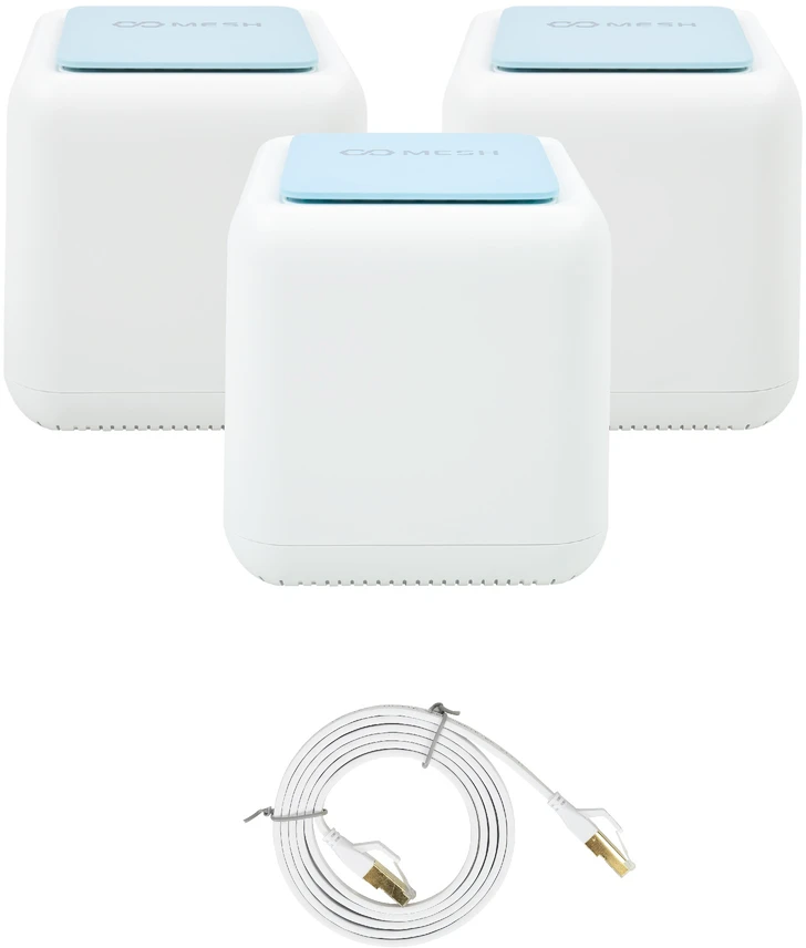 Maršrutizatorius PNI GB1200 Gigabit Wi-Fi Mesh sistemos komplektas ir 1 vnt. S/STP CAT8 plokščias tinklo kabelis PNI U8015W 1,5 m