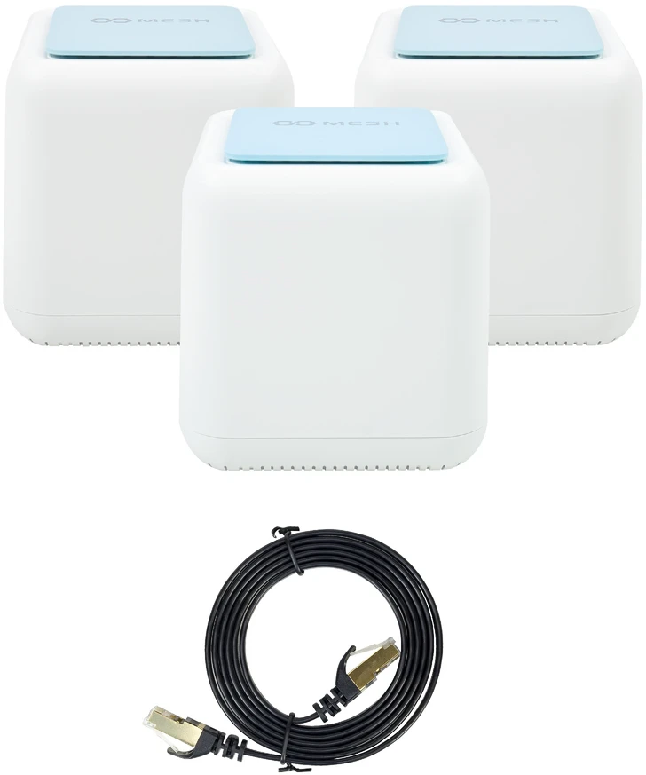 Maršrutizatorius PNI GB1200 Gigabit Wi-Fi Mesh sistemos komplektas ir 1 vnt. S/STP CAT7 plokščias tinklo kabelis PNI U7015B 1.5m