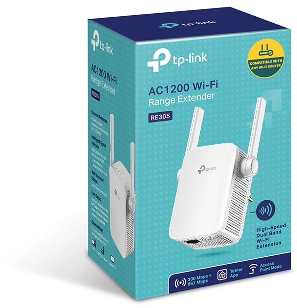 Maršrutizatorius TP-Link RE305 tinklo stiprintuvas Tinklo kartotuvas Balta 10, 100 Mbit/ai