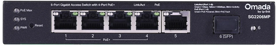 Maršrutizatorius TP-Link Omada SG2206MP tinklo komutatorius L2 gigabito Ethernet (10/100/1000) su maitinimu per Ethernet (PoE)
