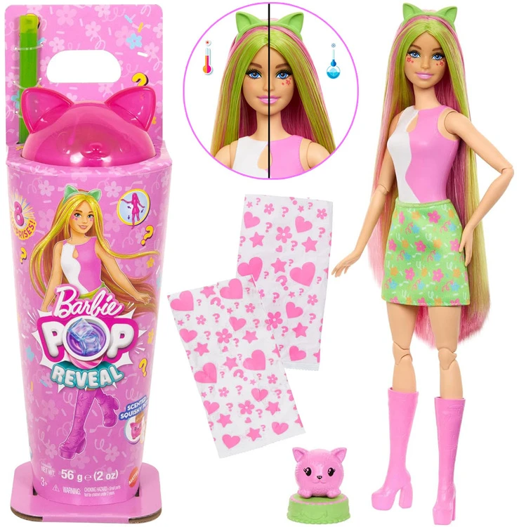 Mattel BARBIE POP REVEAL ANIMAL PARTY siurprizų rinkinys - katytė (JCN88)