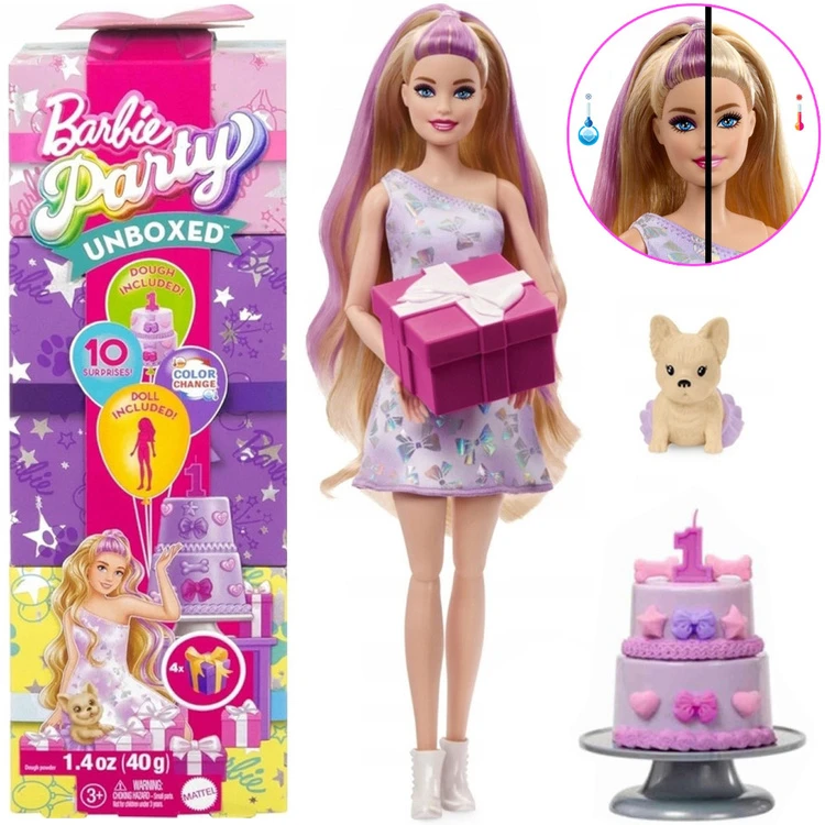 Mattel BARBIE PARTY UNBOXED REVEAL siurprizų rinkinys - šviesiaplaukė lėlė (JFG70)