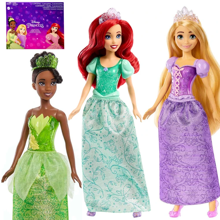 Mattel Disney Princess 3 lėlių rinkinys: Ariel + Tiana + Rapunzel ZA6036